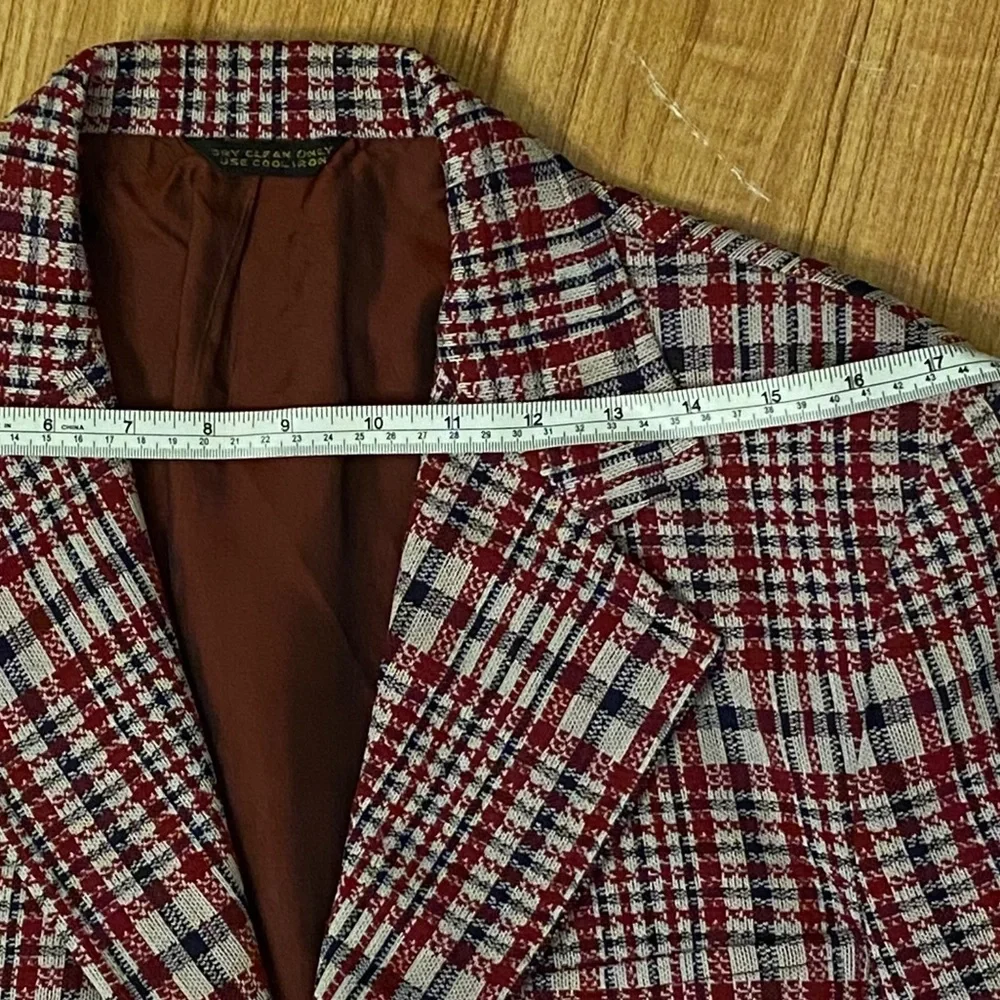 70s vtg Double Knit Plaid Blazer